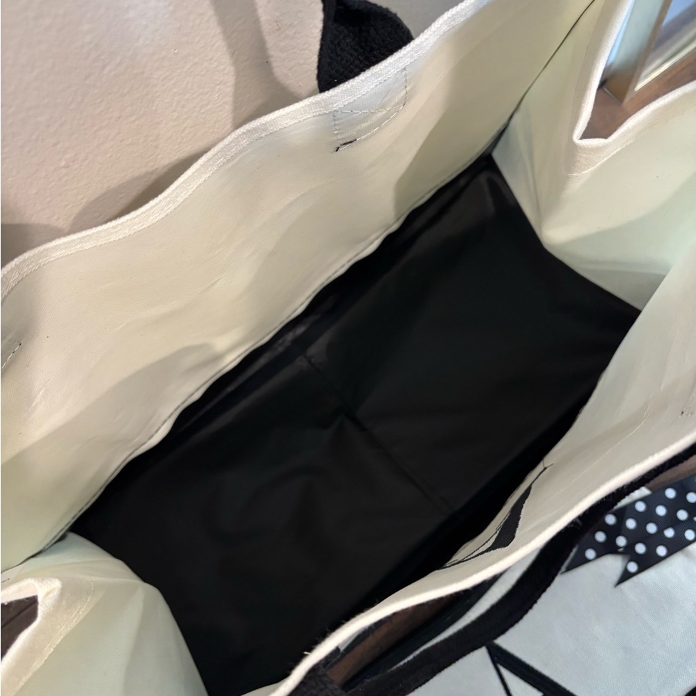 Elegant Black and White Tote Bag with Monogram - Picture 3 of 3